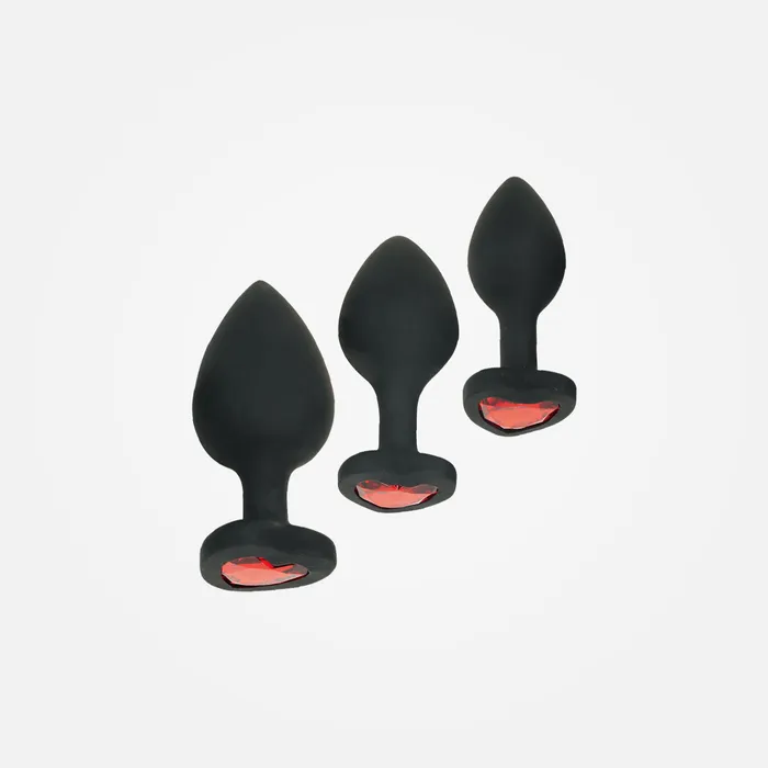 Heartbreaker Black Silicone Crystal Heart Gem 3 Piece Anal Training Set WhipSmart Anal Heartbreaker Black Silicone Crystal Heart Gem 3 Piece Anal Training Set WhipSmart Anal