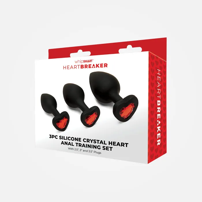 Heartbreaker Black Silicone Crystal Heart Gem 3 Piece Anal Training Set WhipSmart Anal Heartbreaker Black Silicone Crystal Heart Gem 3 Piece Anal Training Set WhipSmart Anal