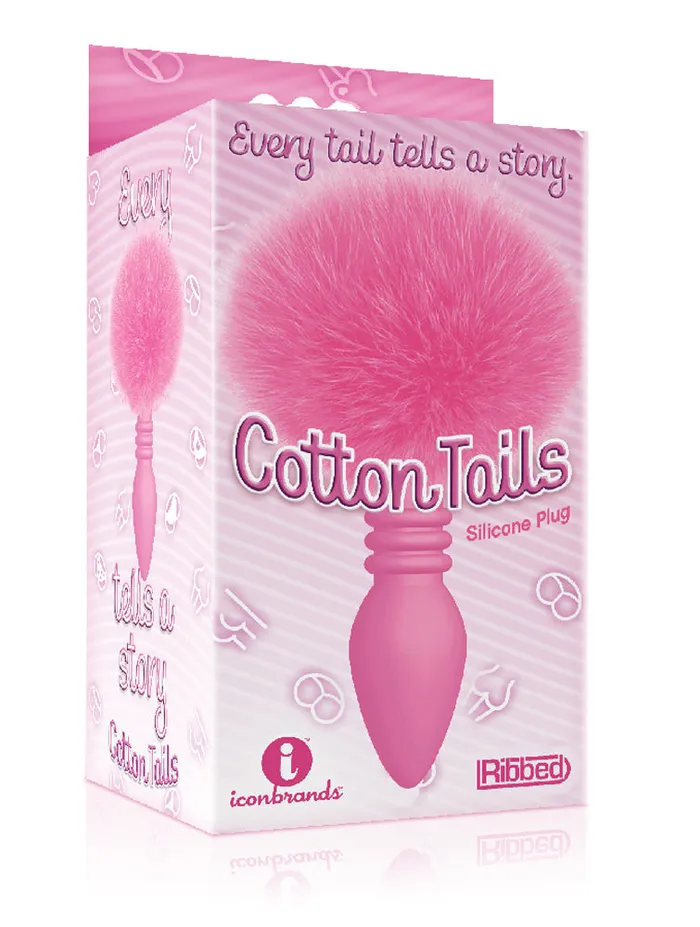 Icon Brands Anal The 9s Cottontails Silicone Bunny Tail Butt Plug Ribbed Pink