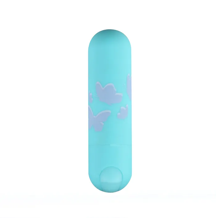 Maia Toys Vibrators Julia Butterfly Print Mini Bullet Teal Blue