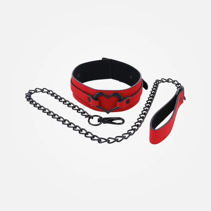 Male Sex Toys Sportsheets Sex Mischief Amor Red Collar and Leash with chain Male Sex Toys Sportsheets Sex Mischief Amor Red Collar and Leash with chain