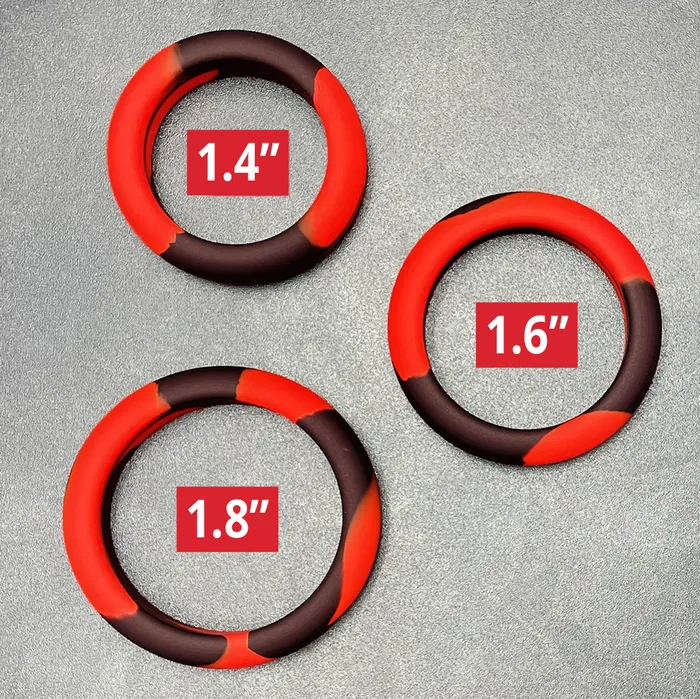 Male Sex Toys Topped Toys Tight Fit Silicone Cock Rings Forge Red 3 Pack