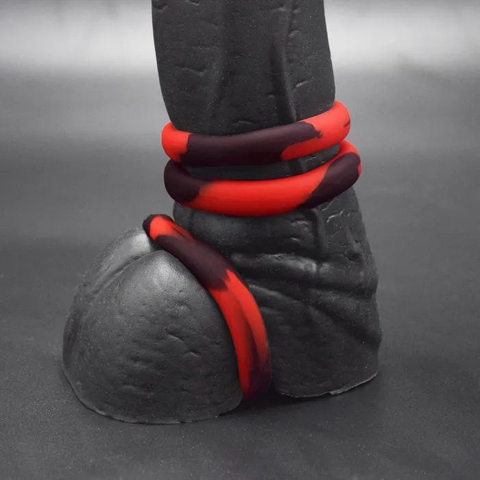 Male Sex Toys Topped Toys Tight Fit Silicone Cock Rings Forge Red 3 Pack