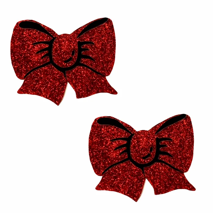 Neva Nude Vibrators Ravish Me Red Glitter Bow Nipple Cover Pasties