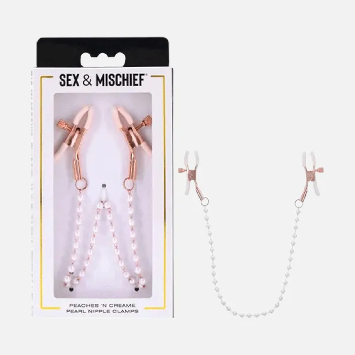 Nipple Clitoral Toys Sportsheets SM Peaches n CreaMe Pearl Nipple Clamps