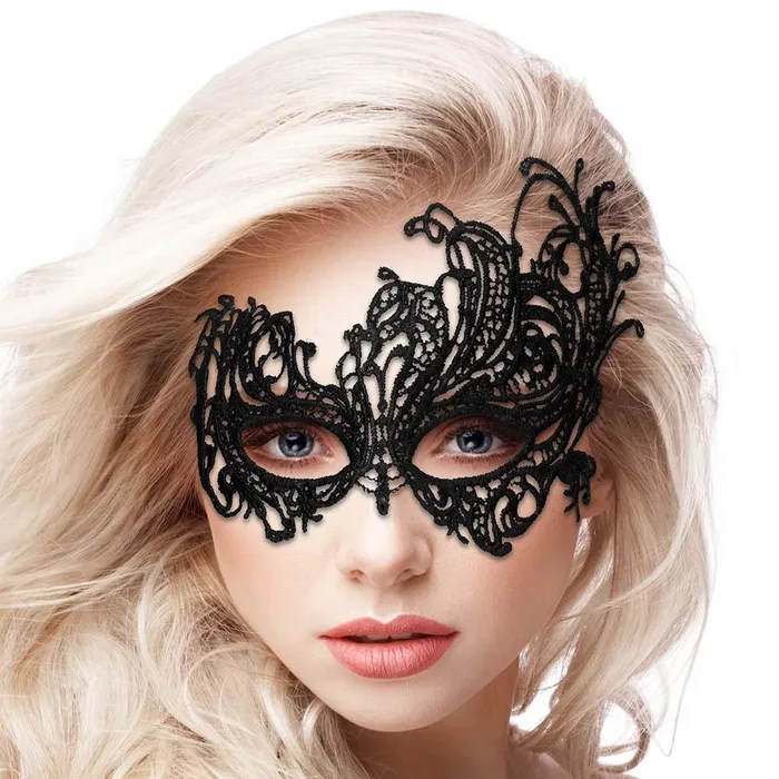 Ouch Royal Lace Mask in Black Pink Cherry Female Sex Toys