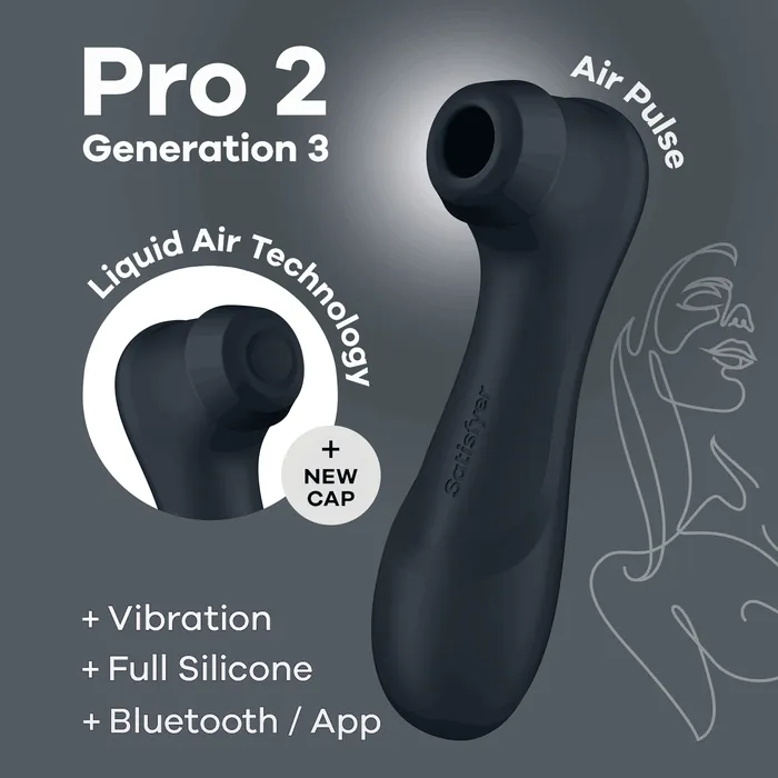 Satisfyer Pro 2 Black Generation 3 With Liquid Air Technology App Enabled Satisfyer Vibrators