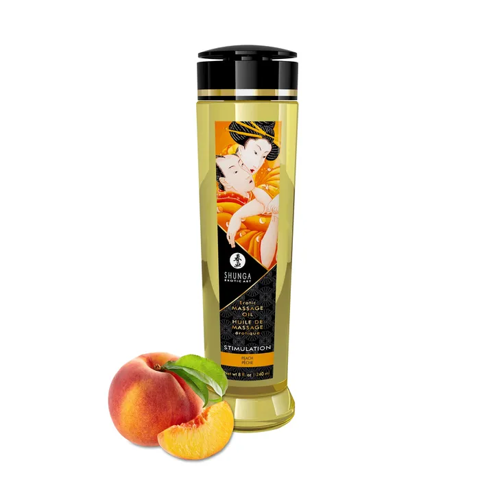 Shunga Massage Oils Stimulation 8 Fl Oz Peach Male Sex Toys