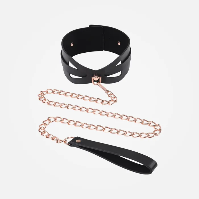 Sportsheets Vibrators Sex Mischief Black Rose Gold Collar and Leash