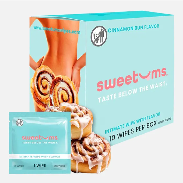 Sweetums Sweetums Intimate Wipes Cinnamon Bun Flavor 10 Pack Male Sex Toys