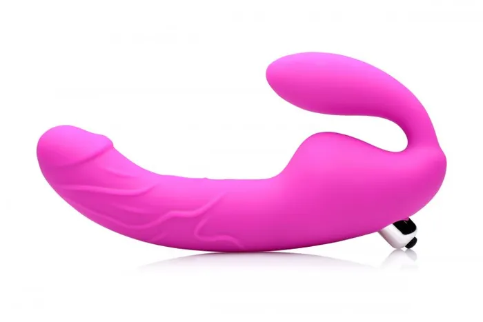 XR Brands Female Sex Toys Royal Rider Vibrating Strapless Strap on Dildo Pink XR Brands Female Sex Toys Royal Rider Vibrating Strapless Strap on Dildo Pink