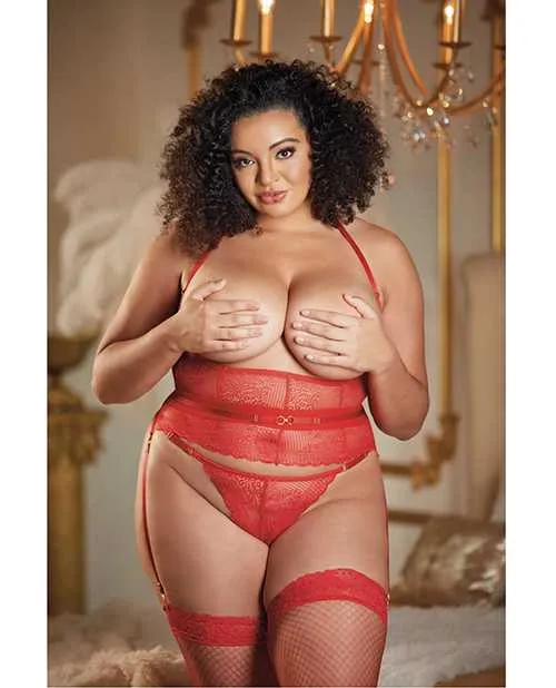 Allure Lace Under Bust Top wGString Red QN Allure Vibrators Allure Lace Under Bust Top wGString Red QN Allure Vibrators