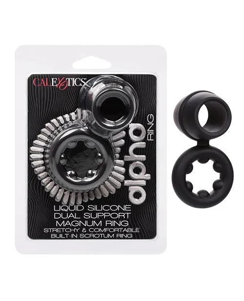 Alpha Female Sex Toys Alpha Liquid Silicone Dual Magnum Ring Black