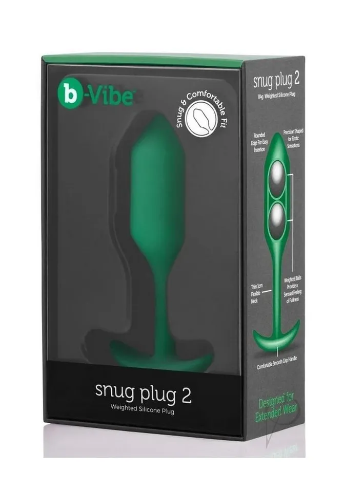 Anal BVibe Snug Plug 2 Silicone Weighted Anal Plug Green B Vibe