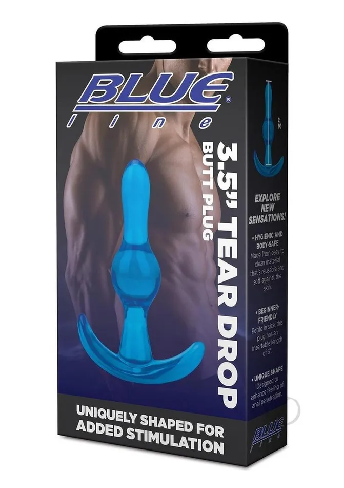 Anal Blue Line Tear Drop Butt Plug 35in Blue Blue Line Cand B Gear