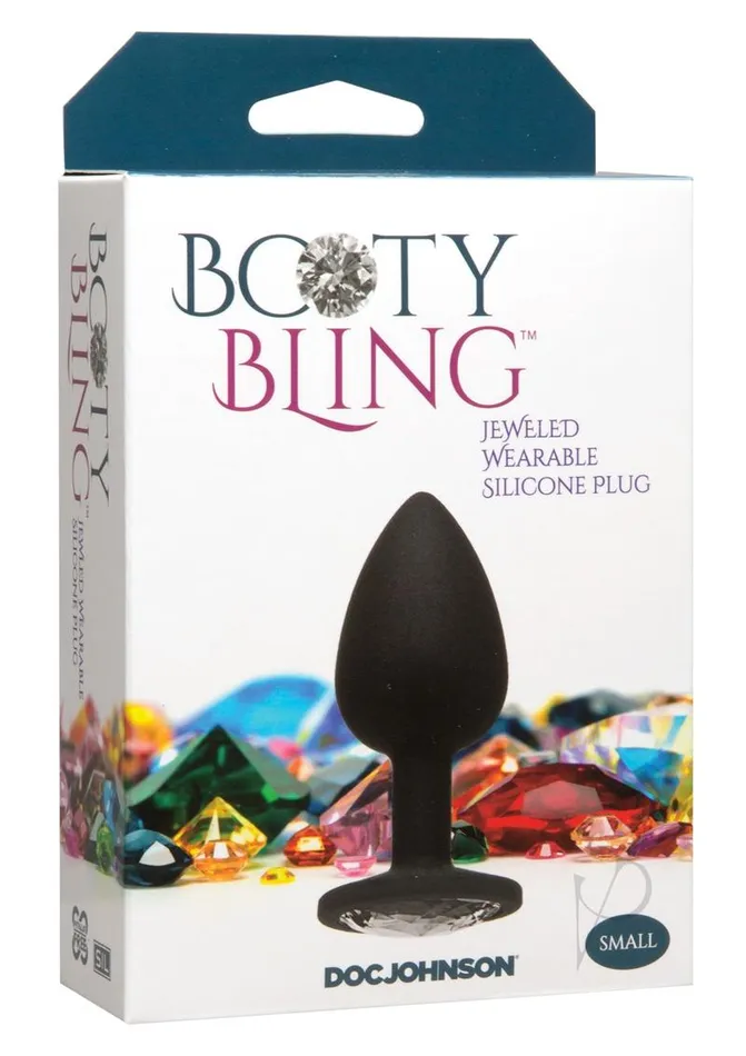 Anal Booty Bling Jeweled Silicone Anal Plug Small Silver Booty Bling