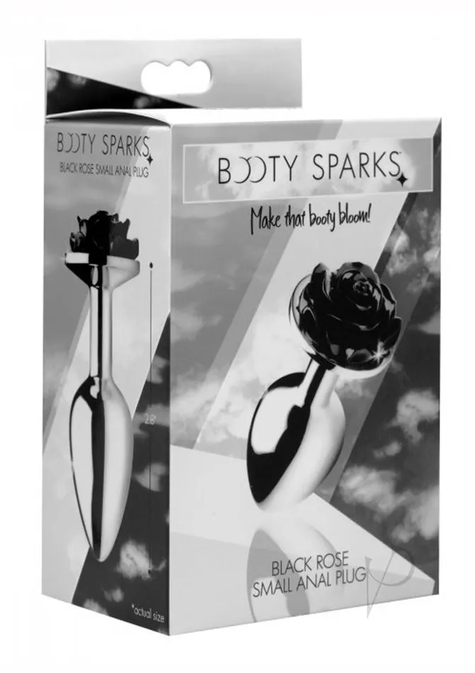 Anal Booty Sparks Booty Sparks Rose Butt Plug Small Black