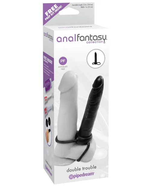 Anal Fantasy Collection Double Trouble StrapOn Cockring 53in Black Anal Fantasy Collection Anal