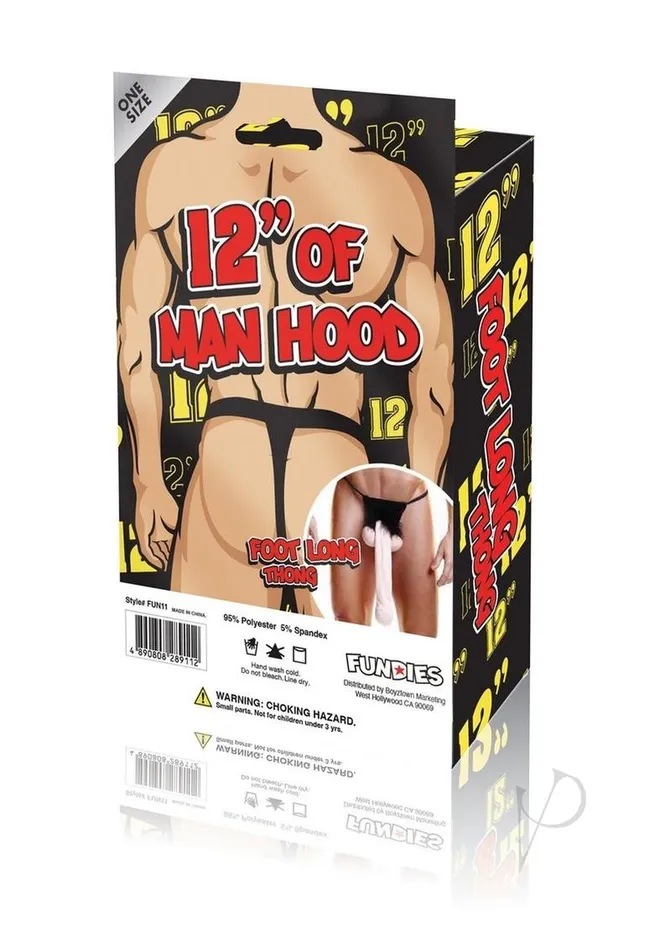 Anal Fundies Foot Long Thong With Paper Ruler OS Black Fundies