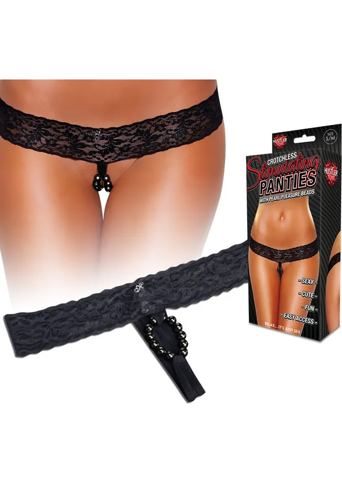 Anal Hustler Toys Hustler Toys Crotchless Stimulating Panties with Pearl Pleasure Beads SmallMedium Black Anal Hustler Toys Hustler Toys Crotchless Stimulating Panties with Pearl Pleasure Beads SmallMedium Black