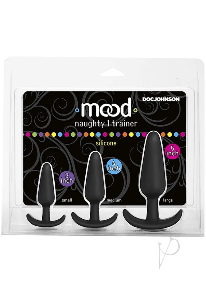 Anal Mood Mood Naughty 1 Trainer Silicone Anal Plug 3 Piece Set Black