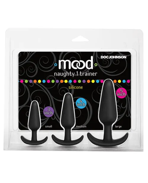 Anal Mood Mood Naughty 1 Trainer Silicone Anal Plug 3 Piece Set Black