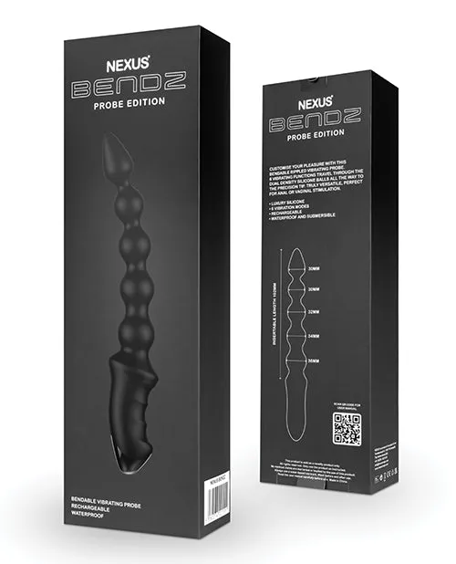 Anal Nexus Bendz Probe Edition Rechargeable Silicone Bendable Vibrating Probe Black Nexus