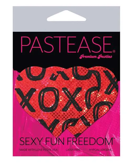 Anal Pastease Pastease Premium Glitter XOXO Heart RedBlack OS