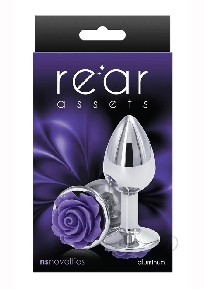 Anal Rear Assets Rose Aluminum Anal Plug Small PurpleSilver Rear Assets
