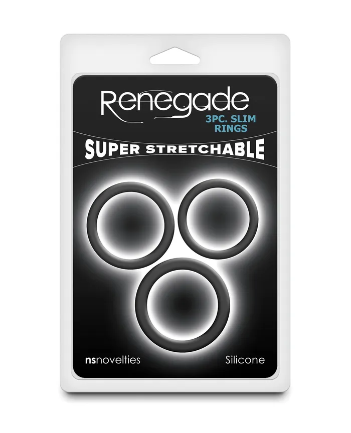 Anal Renegade Renegade Slim Silicone Rings 3pc Set Black