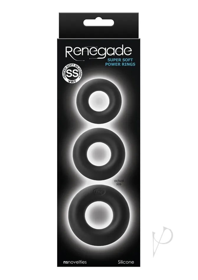 Anal Renegade Renegade Super Soft Silicone Power Rings Cock Rings Set of 3 Black Anal Renegade Renegade Super Soft Silicone Power Rings Cock Rings Set of 3 Black