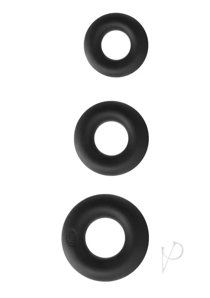 Anal Renegade Renegade Super Soft Silicone Power Rings Cock Rings Set of 3 Black