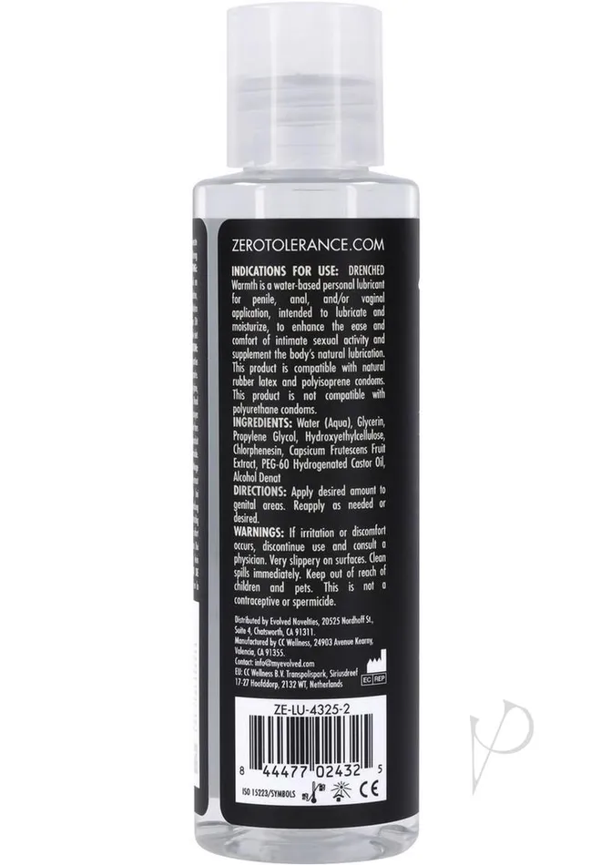 Anal Zero Tolerance Zero Tolerance Drenched Warmth Water Based Lubricant 4oz