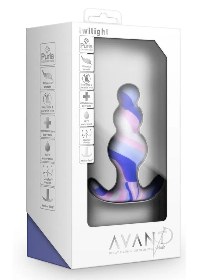 Avant Twilight Blue Silicone Anal Plug BlueWhite Avant Anal