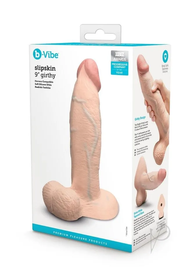 BVibe Slipskin Realistic Silicone Girthy Dildo 9in Vanilla B Vibe Dildos BVibe Slipskin Realistic Silicone Girthy Dildo 9in Vanilla B Vibe Dildos