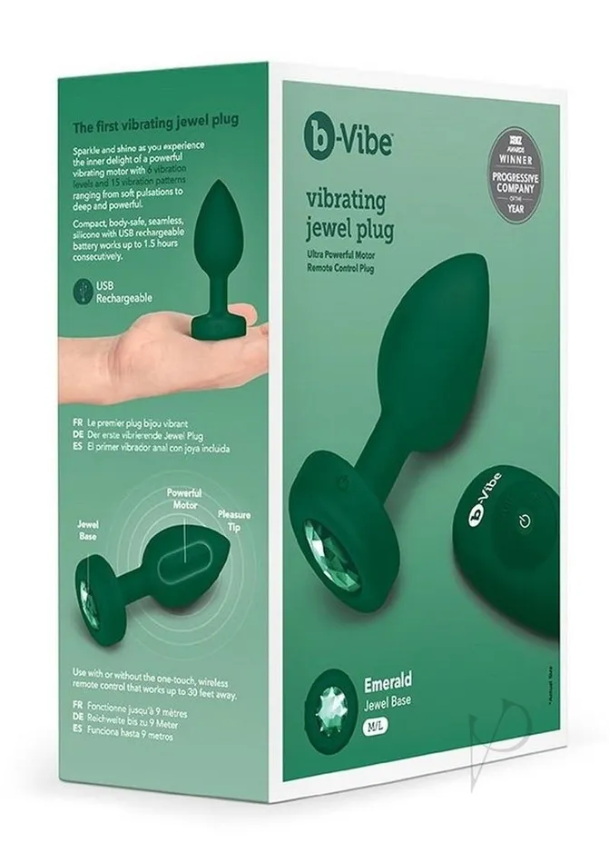 BVibe Vibrating Jewel Plug Rechargeable Silicone Anal Plug with Remote Control MediumLarge Emerald Green B Vibe Male Sex Toys BVibe Vibrating Jewel Plug Rechargeable Silicone Anal Plug with Remote Control MediumLarge Emerald Green B Vibe Male Sex Toys