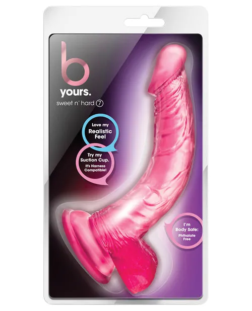 B Yours Dildos B Yours Sweet N Hard 7 Dildo with Balls 8in Pink B Yours Dildos B Yours Sweet N Hard 7 Dildo with Balls 8in Pink