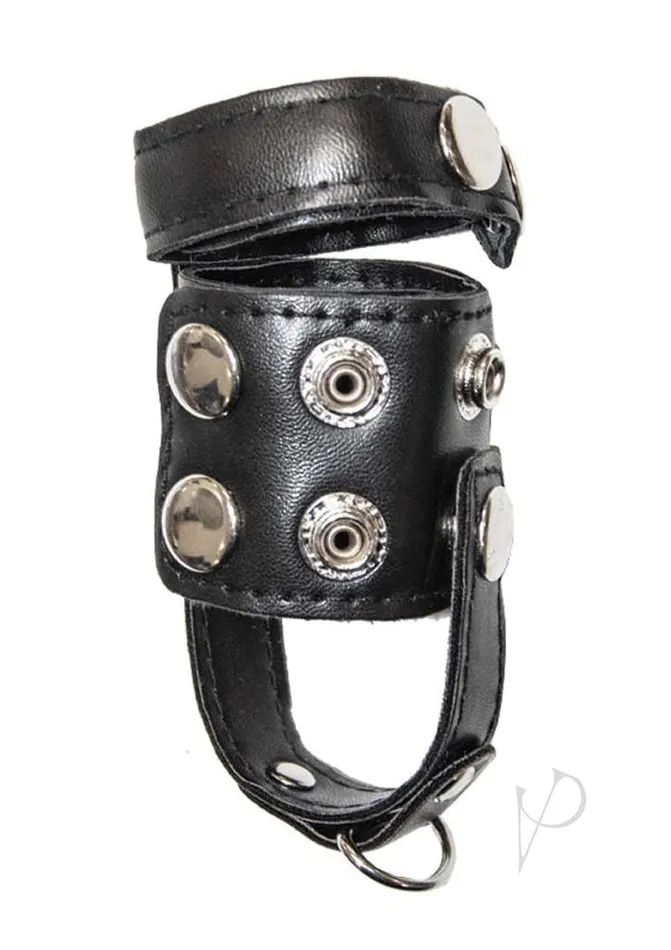 Ballgear Ball Stretcher with Separator and DRing BlackSilver Ballgear Male Sex Toys