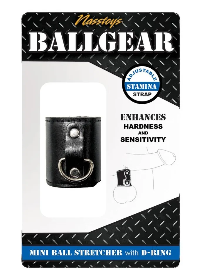 Ballgear Iron Mini Ball Stretcher with DRing Black Ballgear Male Sex Toys