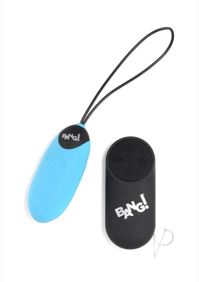 Bang 28X Grooved Rechargeable Silicone Egg with Remote Control Blue Bang Female Sex Toys