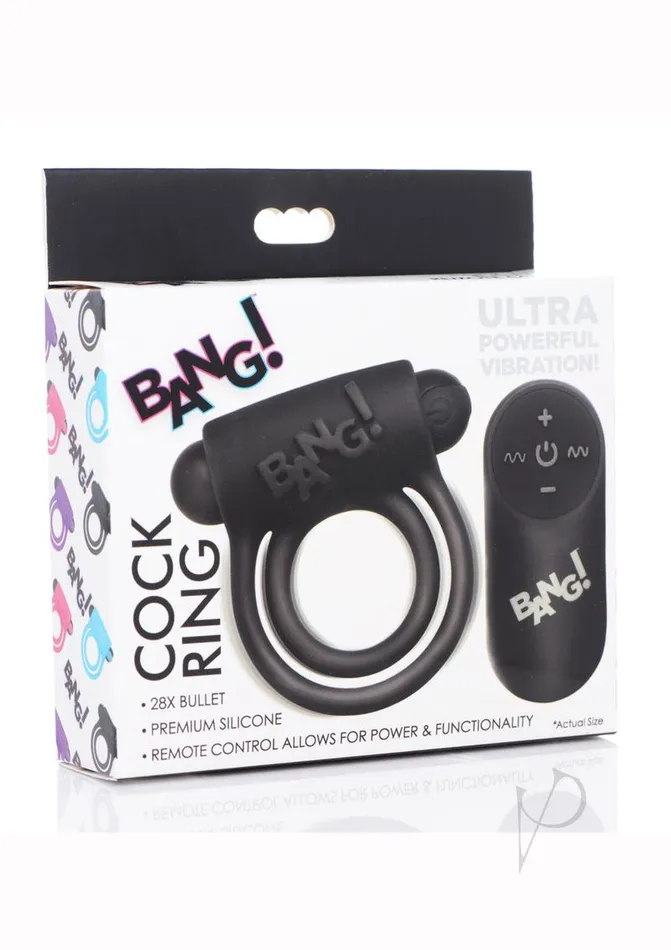 Bang Male Sex Toys Bang Silicone Rechargeable Cock Ring and Bullet with Remote Control Black Bang Male Sex Toys Bang Silicone Rechargeable Cock Ring and Bullet with Remote Control Black