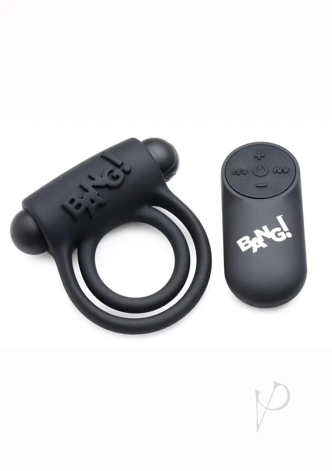 Bang Male Sex Toys Bang Silicone Rechargeable Cock Ring and Bullet with Remote Control Black