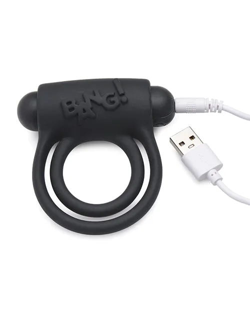 Bang Male Sex Toys Bang Silicone Rechargeable Cock Ring and Bullet with Remote Control Black