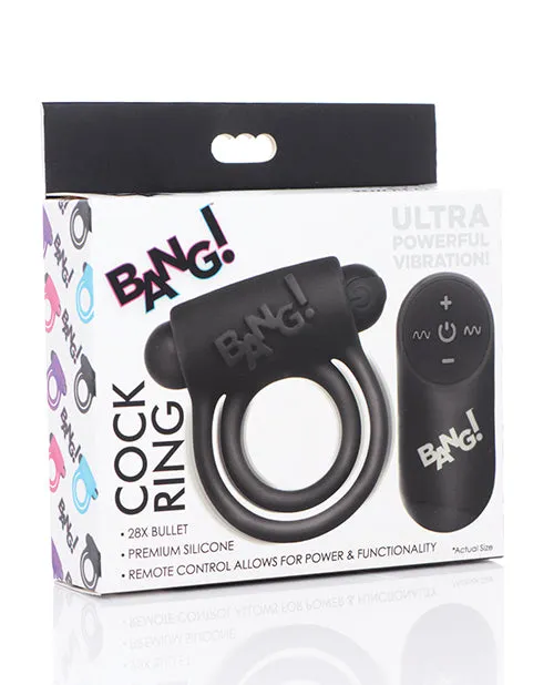 Bang Male Sex Toys Bang Silicone Rechargeable Cock Ring and Bullet with Remote Control Black
