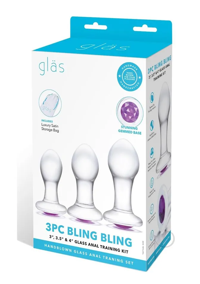 Bling Bling Glass Anal Training Kit 3 piece Clear Glas Anal