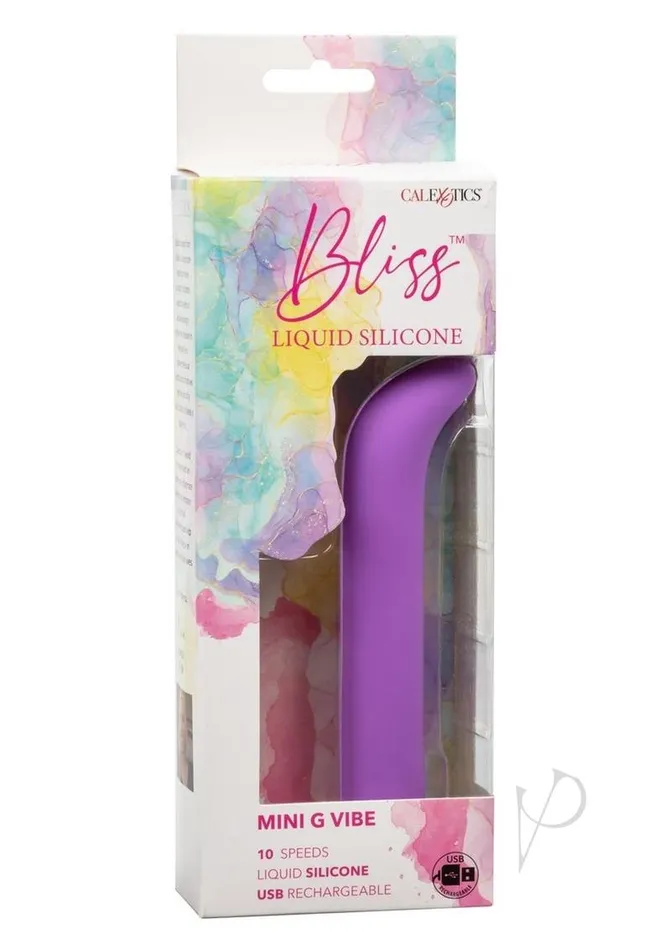 Bliss By Cal Exotics Bliss Liquid Silicone Rechargeable Mini G Vibrator Purple Female Sex Toys Bliss By Cal Exotics Bliss Liquid Silicone Rechargeable Mini G Vibrator Purple Female Sex Toys