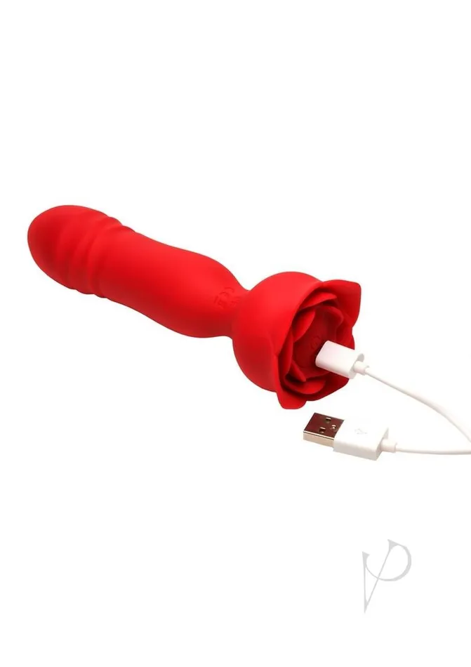 Bloomgasm Vibrators Bloomgasm Rose Delight Rechargeable Silicone Thrusting Vibrator Red Bloomgasm Vibrators Bloomgasm Rose Delight Rechargeable Silicone Thrusting Vibrator Red