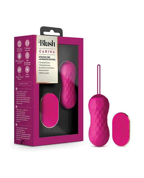 Blush Carina Rechargeable Silicone Vibrating Egg with Remote Control Velvet Fuchsia Lush By Blush Female Sex Toys