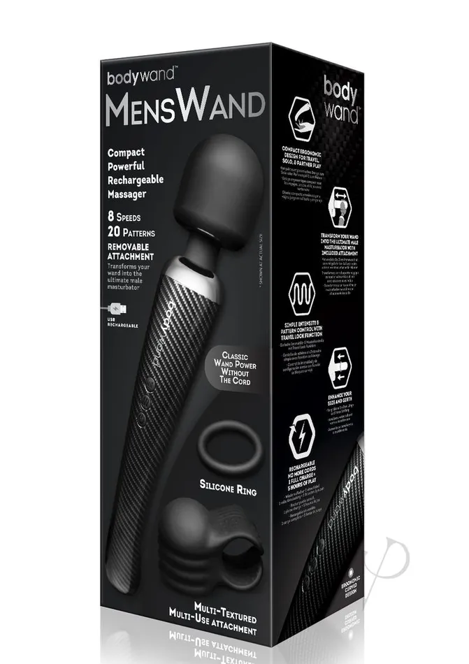 Bodywand Anal Bodywand MensWand Rechargeable Silicone Massager Black