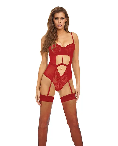 Bombshell Boudoir Strap Overlay Teddy Red SM Bombshell Boudoir Anal
